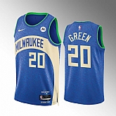 Men's Milwaukee Bucks #20 AJ Green Blue 2023-24 City Edition Stitched Basketball Jersey Dzhi,baseball caps,new era cap wholesale,wholesale hats